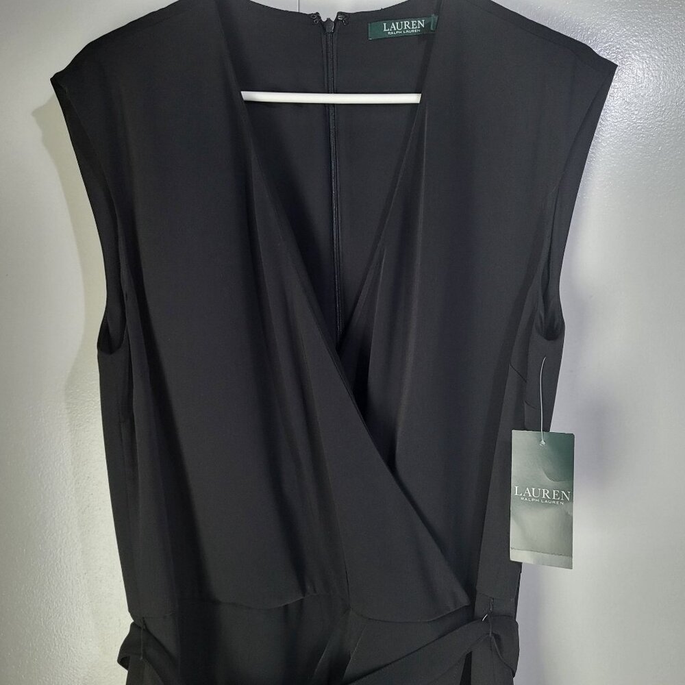 LAUREN RALPH LAUREN Womens SZ 14 Black Faux-Wrap Jumpsuit NWT MSRP $225 - Picture 6 of 12